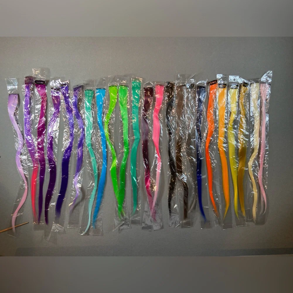 23 Hair Extensions Clip In Colorful 21” long New Never Used‎